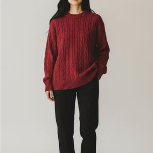 Cable Knit Sweater - Red